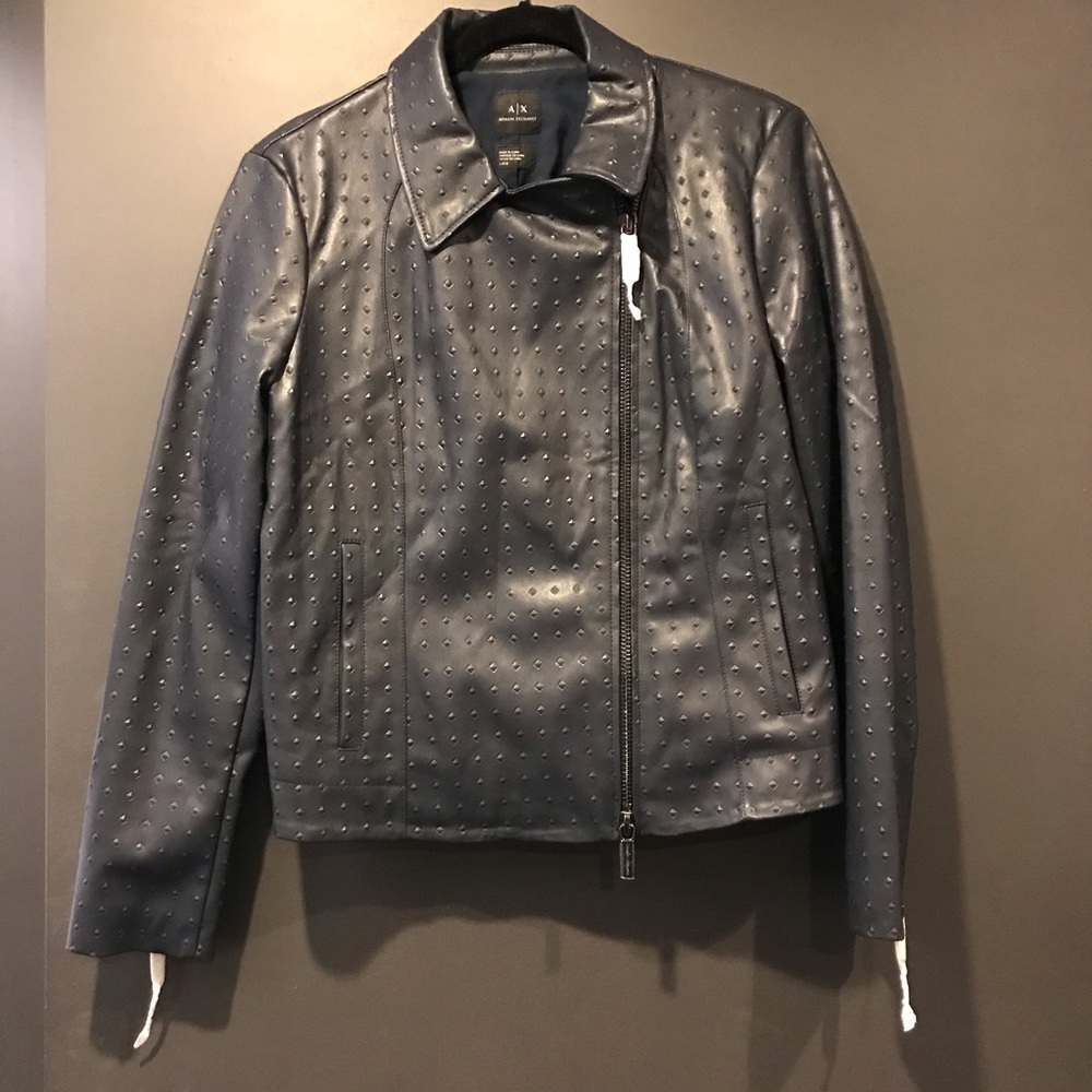 NWT Armani Exchange Embossed Leather jacket